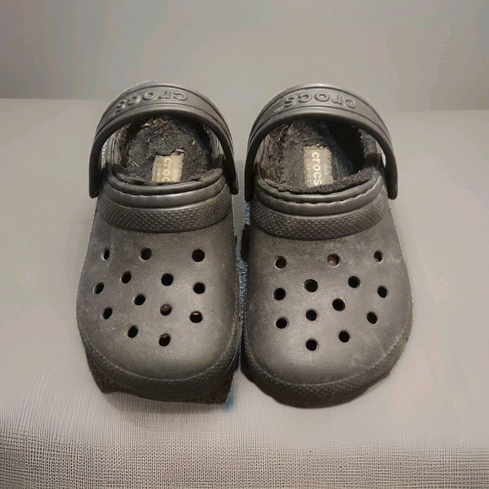 CROCS DUAL COMFORT Lined Size US Kids Sz 9 Light Black